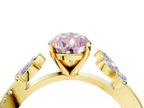 Yellow gold Fancy Pink Pear  Diamond Floral Vine Solitaire Engagement Ring_7