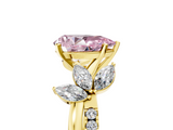 Yellow gold Fancy Pink Pear  Diamond Floral Vine Solitaire Engagement Ring_8
