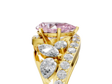 Yellow gold Fancy Pink Pear  Diamond Halo Ring with Marquise and Pavé Band in Prong Setting_76