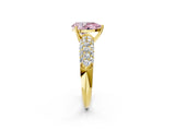 Yellow gold Fancy Pink Pear  Diamond Pavé Band Solitaire Ring with Four-Prong Setting_51