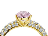 Yellow gold Fancy Pink Pear  Diamond Pavé Band Solitaire Ring with Four-Prong Setting_53