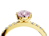 Yellow gold Fancy Pink Pear  Diamond Pavé Band Solitaire with Four-Prong Setting_187