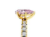 Yellow gold Fancy Pink Pear  Diamond Pavé Band Solitaire with Four-Prong Setting_188