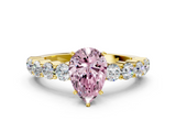 Yellow gold Fancy Pink Pear  Diamond Pavé Band Solitaire with Four-Prong Setting_3