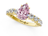 Yellow gold Fancy Pink Pear  Diamond Pavé Band Solitaire with Four-Prong Setting_4