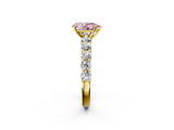 Yellow gold Fancy Pink Pear  Diamond Pavé Band Solitaire with Four-Prong Setting_5