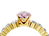 Yellow gold Fancy Pink Pear  Diamond Pavé Band Solitaire with Four-Prong Setting_7