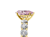 Yellow gold Fancy Pink Pear  Diamond Pavé Band Solitaire with Four-Prong Setting_8