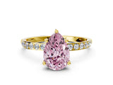 Yellow gold Fancy Pink Pear  Diamond Pavé Band with Six-Prong Setting_51