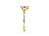 Yellow gold Fancy Pink Pear  Diamond Pavé Band with Six-Prong Setting_53