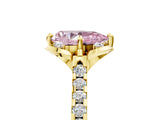 Yellow gold Fancy Pink Pear  Diamond Pave Band with Floral Prong Setting_32