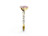 Yellow gold Fancy Pink Pear  Diamond Prong Set Engagement Ring with Pave Band_206