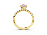Yellow gold Fancy Pink Pear  Diamond Prong Set Engagement Ring with Pave Band_207