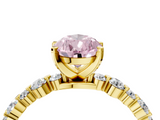 Yellow gold Fancy Pink Pear  Diamond Prong Set Engagement Ring with Pave Band_208