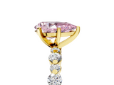Yellow gold Fancy Pink Pear  Diamond Prong Set Engagement Ring with Pave Band_209