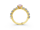 Yellow gold Fancy Pink Pear  Diamond Prong Setting with Side Stones on a Pave Band_115