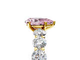 Yellow gold Fancy Pink Pear  Diamond Prong Setting with Side Stones on a Pave Band_117