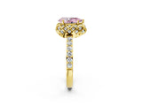 Yellow gold Fancy Pink Pear  Diamond Solitaire Ring with Shared Prong Pavé Band_68