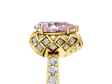 Yellow gold Fancy Pink Pear  Diamond Solitaire Ring with Shared Prong Pavé Band_71