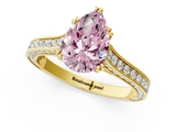 Yellow gold Fancy Pink Pear  Diamond Solitaire with Pave Band and Six-Prong Setting_21
