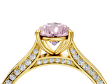 Yellow gold Fancy Pink Pear  Diamond Solitaire with Pave Band and Six-Prong Setting_24