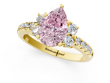 Yellow gold Fancy Pink Pear  Diamond Three-Stone Pave Band with Four-Prong Setting_21