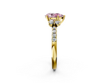 Yellow gold Fancy Pink Pear  Diamond Three-Stone Pave Band with Four-Prong Setting_22