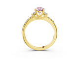 Yellow gold Fancy Pink Pear  Diamond Three-Stone Pave Band with Four-Prong Setting_23