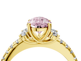 Yellow gold Fancy Pink Pear  Diamond Three-Stone Pave Band with Four-Prong Setting_24