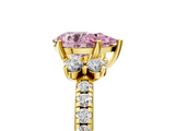 Yellow gold Fancy Pink Pear  Diamond Three-Stone Pave Band with Four-Prong Setting_25
