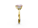 Yellow gold Fancy Pink Pear  Diamond Three-Stone Ring with Trapezoid Side Stones and Prong Setting_18