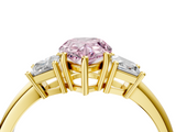 Yellow gold Fancy Pink Pear  Diamond Three-Stone Ring with Trapezoid Side Stones and Prong Setting_20
