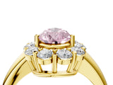 Yellow gold Fancy Pink Pear  Halo Cluster Diamond Engagement Ring with Prong Setting and Polished Band_24