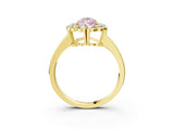 Yellow gold Fancy Pink Pear  Halo Cluster Diamond Engagement Ring with Solitaire Band and Prong Setting_50