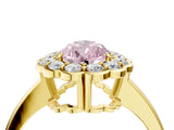Yellow gold Fancy Pink Pear  Halo Cluster Diamond Engagement Ring with Solitaire Band and Prong Setting_51