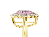Yellow gold Fancy Pink Pear  Halo Cluster Diamond Engagement Ring with Solitaire Band and Prong Setting_52
