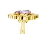 Yellow gold Fancy Pink Pear  Halo Diamond Cluster Engagement Ring with Milgrain Bezel Setting and Solitaire Band_80