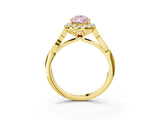 Yellow gold Fancy Pink Pear  Halo Diamond Engagement Ring with Filigree Band and Four-Prong Setting_84