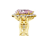Yellow gold Fancy Pink Pear  Halo Diamond Engagement Ring with Filigree Band and Four-Prong Setting_86