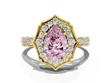Yellow gold Fancy Pink Pear  Halo Diamond Engagement Ring with Milgrain Band and Four-Prong Setting_3
