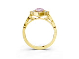 Yellow gold Fancy Pink Pear  Halo Diamond Engagement Ring with Milgrain Band and Four-Prong Setting_6