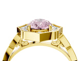 Yellow gold Fancy Pink Pear  Halo Diamond Engagement Ring with Milgrain Band and Four-Prong Setting_7
