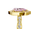Yellow gold Fancy Pink Pear  Halo Diamond Engagement Ring with Milgrain Band and Four-Prong Setting_8