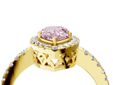 Yellow gold Fancy Pink Pear  Halo Diamond Engagement Ring with Pavé Band and Four-Prong Setting_103