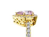 Yellow gold Fancy Pink Pear  Halo Diamond Engagement Ring with Pavé Band and Four-Prong Setting_104