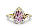 Yellow gold Fancy Pink Pear  Halo Diamond Engagement Ring with Pavé Band and Four-Prong Setting_99