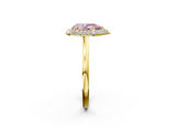 Yellow gold Fancy Pink Pear  Halo Diamond Engagement Ring with Solitaire Band and Four-Prong Setting_21