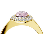 Yellow gold Fancy Pink Pear  Halo Diamond Engagement Ring with Solitaire Band and Four-Prong Setting_23