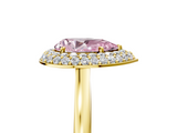 Yellow gold Fancy Pink Pear  Halo Diamond Engagement Ring with Solitaire Band and Four-Prong Setting_24