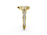 Yellow gold Fancy Pink Pear  Halo Diamond Engagement Ring with Split Shank and Four-Prong Setting 2